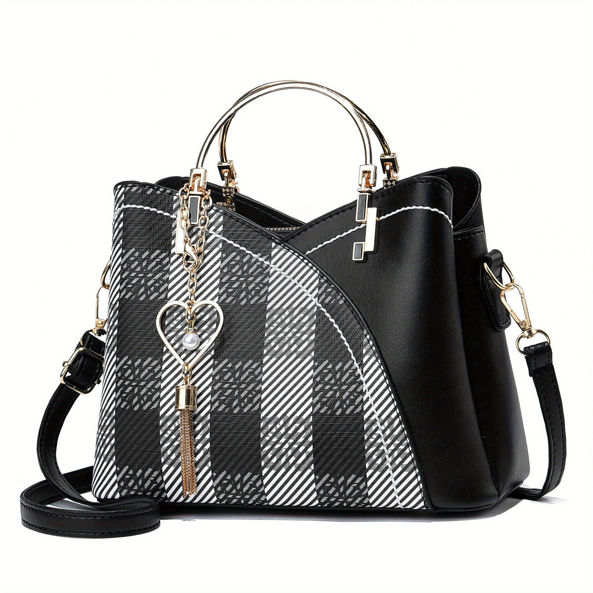 Luxe Leren Handtas – Stijlvol | Kleurblokontwerp