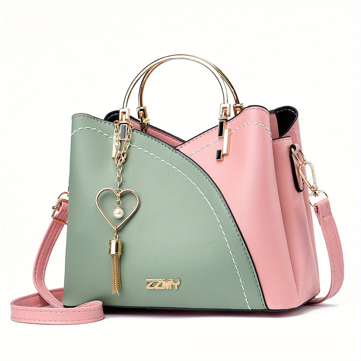 Luxe Leren Handtas – Stijlvol | Kleurblokontwerp