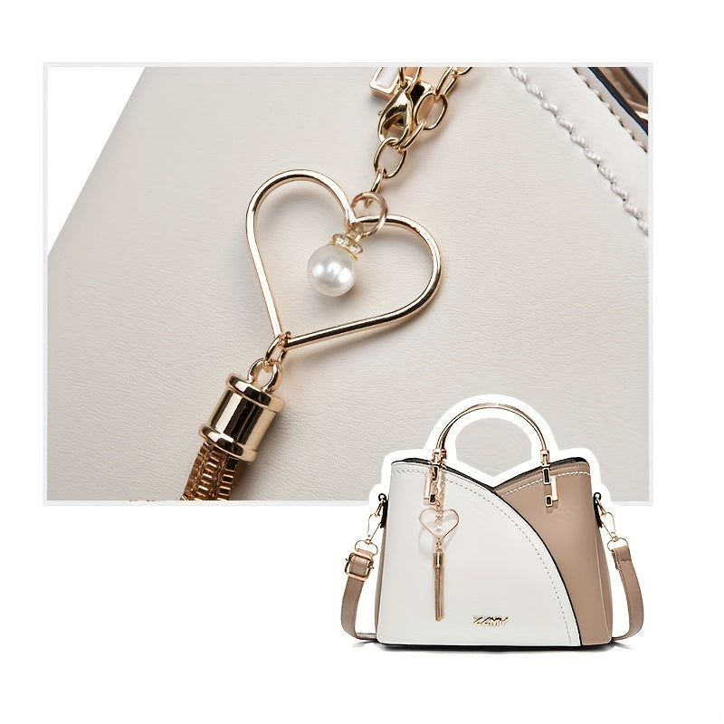 Luxe Leren Handtas – Stijlvol | Kleurblokontwerp