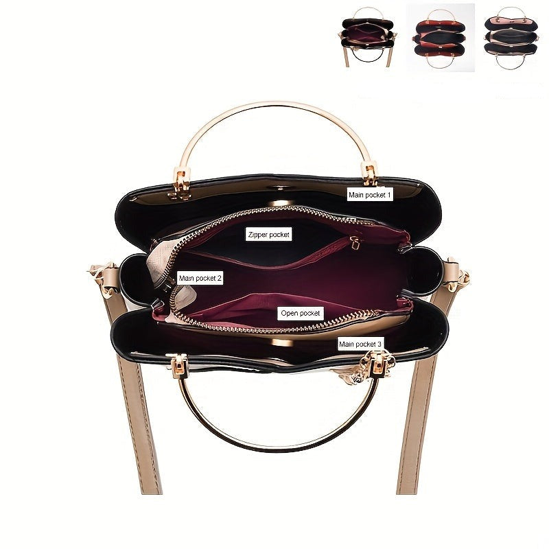 Luxe Leren Handtas – Stijlvol | Kleurblokontwerp