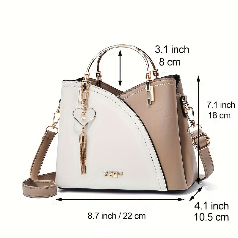 Luxe Leren Handtas – Stijlvol | Kleurblokontwerp