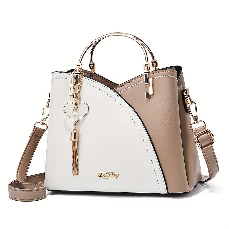 Luxe Leren Handtas – Stijlvol | Kleurblokontwerp