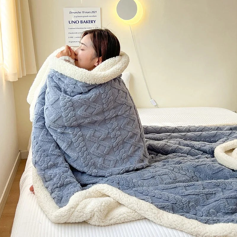 Dik Lamswollen Winter Fleece Deken - LuxyCozy