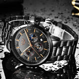 Militaire Zwart Stalen Horloge - Waterdicht | Tijd & Datum