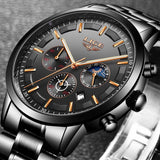 Militaire Zwart Stalen Horloge - Waterdicht | Tijd & Datum