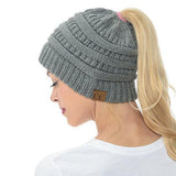 Vrouwen's Zachte Brei Ponytail Beanie – Casual Wintermuts
