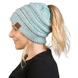 Vrouwen's Zachte Brei Ponytail Beanie – Casual Wintermuts