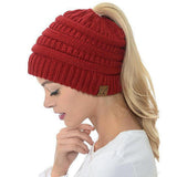 Vrouwen's Zachte Brei Ponytail Beanie – Casual Wintermuts