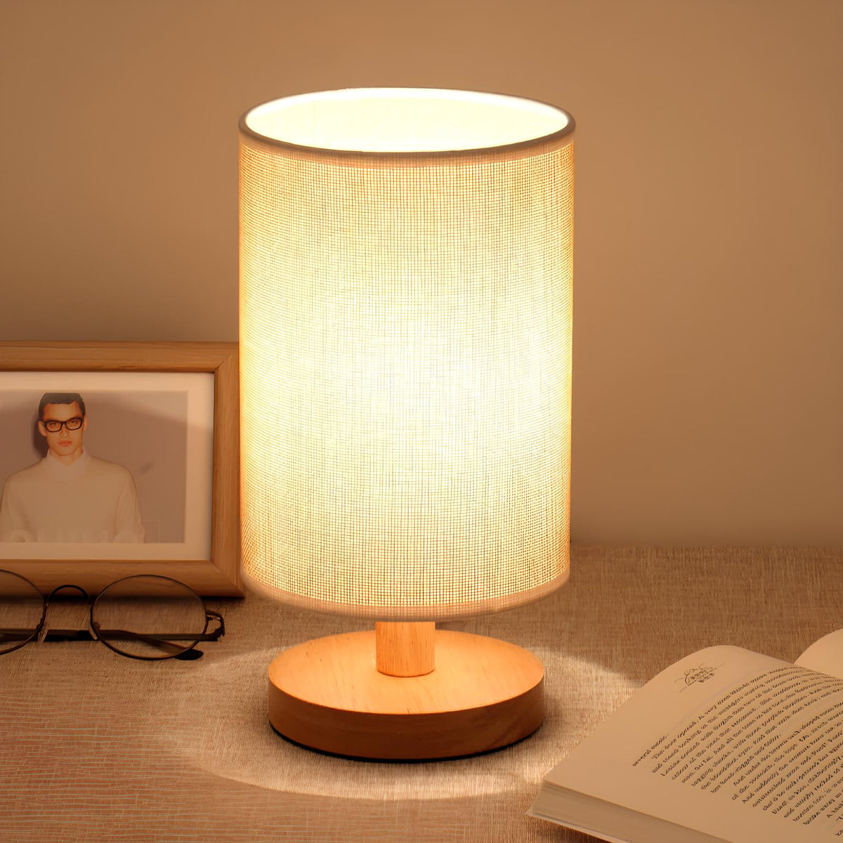 Moderne Houten Nachtkastje Lamp | Dimbaar & Afstandsbediening