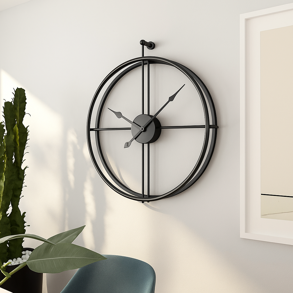 Vermilion Wandklok | Stille Stijl | Zwart/Grijs Design – 55/60 cm