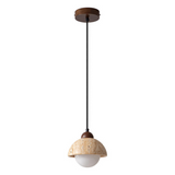 Natuurlijke Marmeren Hanglamp – Elegante Walnoot & Steen Ontwerp voor een Tijdloze Uiterlijk