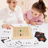 Leer spel Houten bord voor vermenigvuldiging 1–10 met kaarten & dobbelstenen