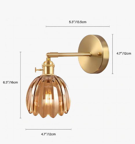 Retro Tulp Glas Wandlamp – Vintage Bloemige Elegantie voor een Warme Gloed