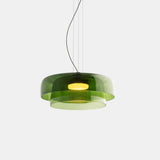 Moderne glazen hanglamp met gelaagde kap – design geïnspireerd op retrostijl