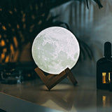 Magische Maanlamp - met Draadloze Touch Control en Houten Stand