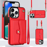 Lederen schoudertas met draagtas en lanyard voor de iPhone