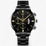Luxe Zwarte Kwarts Horloge voor Heren - Caspian