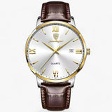 Luxueuze herenhorloge met leren band – Adrien