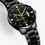 Luxe Zwarte Kwarts Horloge voor Heren - Caspian