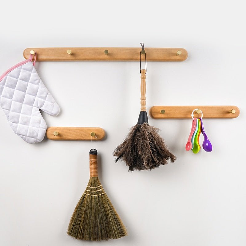 Wandgarderobe van hout met messing haken - LignaHook