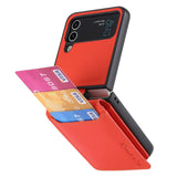 Samsung Z Flip 4 / Flip 3 Hoes | Lederen Portemonnee Kaarthouder Ringhouder Stand