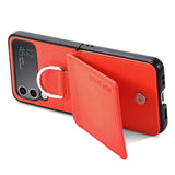 Samsung Z Flip 4 / Flip 3 Hoes | Lederen Portemonnee Kaarthouder Ringhouder Stand