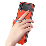 Samsung Z Flip 4 / Flip 3 Hoes | Lederen Portemonnee Kaarthouder Ringhouder Stand