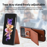 Samsung Z Flip 4 / Flip 3 Hoes | Lederen Portemonnee Kaarthouder Ringhouder Stand