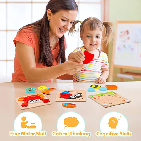 Houten leerpuzzel voor peuters – OntdekSet Montessori (1+1 GRATIS)