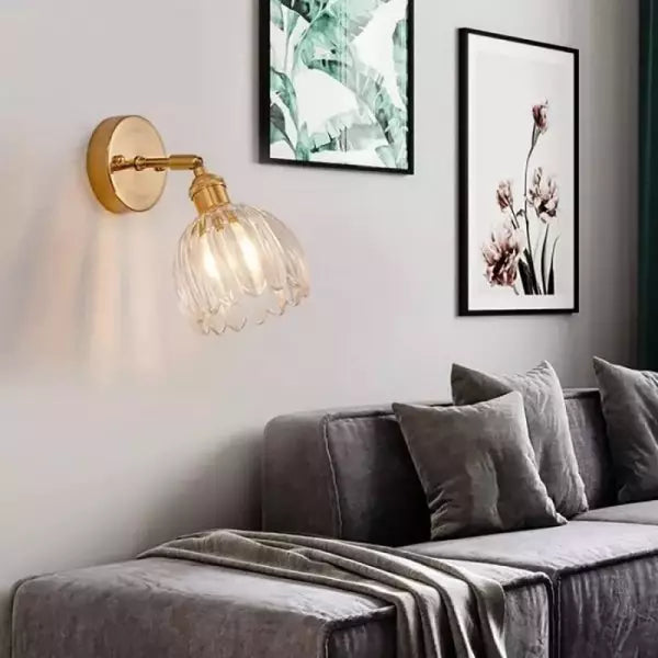 Retro Tulp Glas Wandlamp – Vintage Bloemige Elegantie voor een Warme Gloed