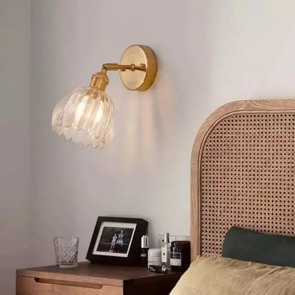 Retro Tulp Glas Wandlamp – Vintage Bloemige Elegantie voor een Warme Gloed