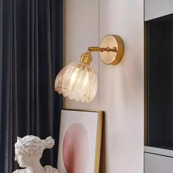 Retro Tulp Glas Wandlamp – Vintage Bloemige Elegantie voor een Warme Gloed
