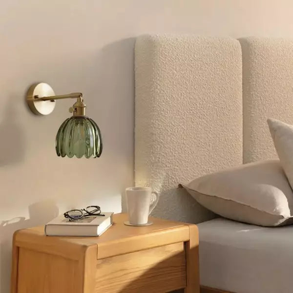 Retro Tulp Glas Wandlamp – Vintage Bloemige Elegantie voor een Warme Gloed