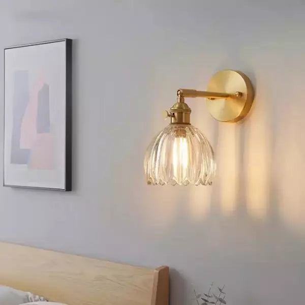 Retro Tulp Glas Wandlamp – Vintage Bloemige Elegantie voor een Warme Gloed