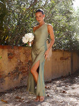 Seraphina | Satijnen One-Shoulder Maxi Jurk met Elegante Split