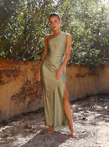 Seraphina | Satijnen One-Shoulder Maxi Jurk met Elegante Split