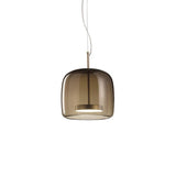 Glazen LED hanglamp in moderne stijl - minimalistische kap en gouden afwerking