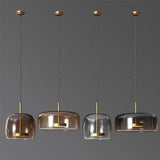Glazen LED hanglamp in moderne stijl - minimalistische kap en gouden afwerking