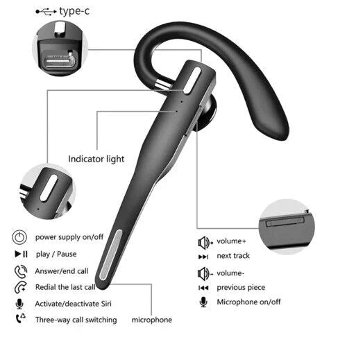 Trucker Dual Mic Draadloze Bluetooth 5.1 Noise-Cancelling Headset