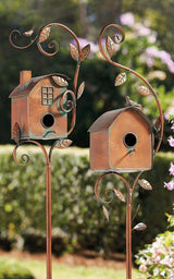 Metalen Tuinvogelhuisje Stake | Uniek Decor | Duurzaam Metaal
