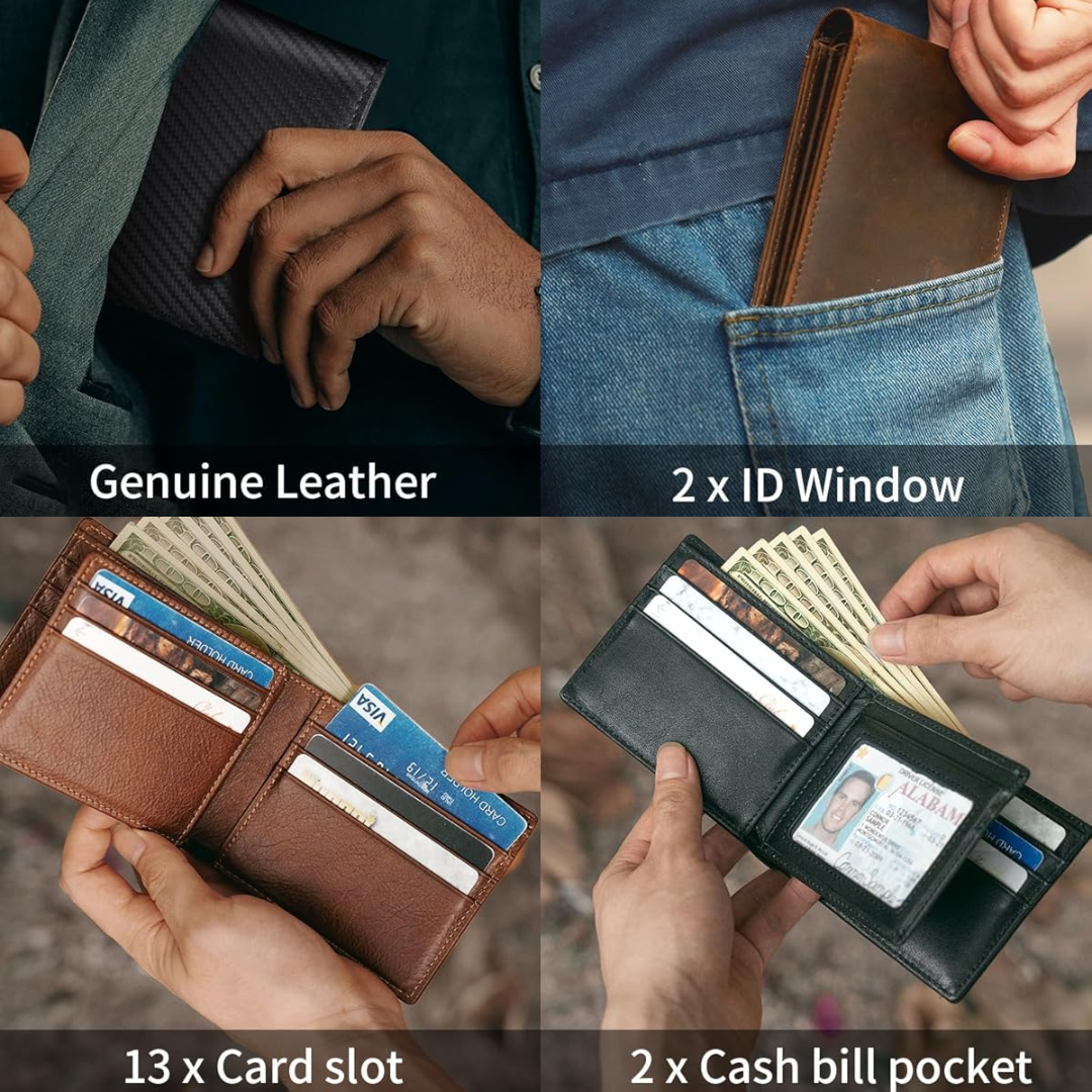 Heren Portemonnee - Echt Leer RFID Bifold | StitchCraft