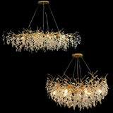 Exclusieve kroonluchter met kristallen bladeren – tak effect, moderne elegantie