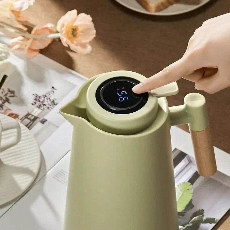 Thermoskan met temperatuurweergave | Isolatiekan 1 liter voor koffie & thee | Heatina