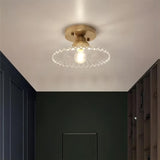 Geribbelde Glazen Plafondlamp – Vintage Bloemige Semi-Flush Mount Lamp