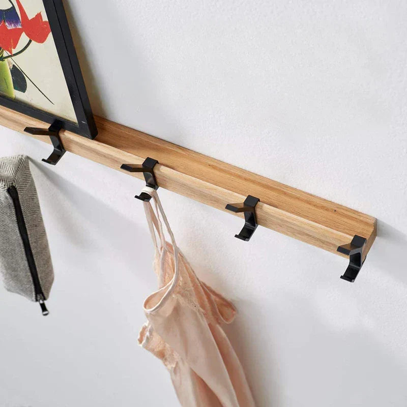 Wandkapstok - Verplaatsbare Haken - zwart - Hout en Aluminium