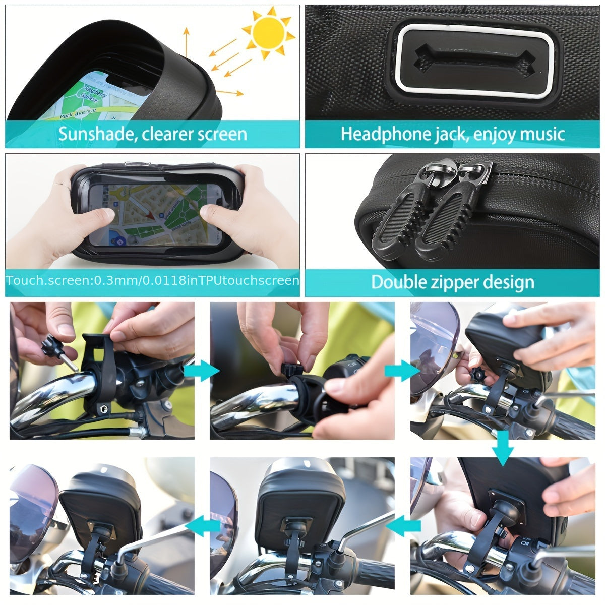 Waterdichte Telefoonhouder Fiets en Motor | 360° Draaibaar