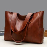 Dames Leren Tote Bag met Ruime Zijvakken