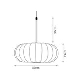 Hanglamp met zijden kap in Japanse wabi-sabi stijl – ovale kap met delicate ribbels