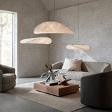 Designers lamp hangend Japandi in de vorm van een langwerpig paneel – moderne elegantie