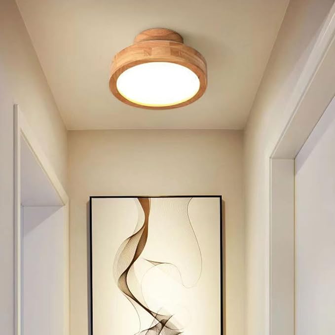 Minimalistische Houten LED Plafondlamp – Dimbaar 36W Natuurlijke Elegant